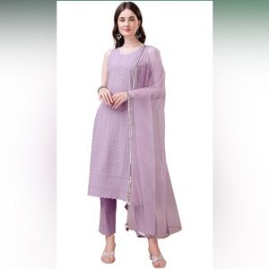 Women’s Chikankari Kurta Pant & Dupatta Set